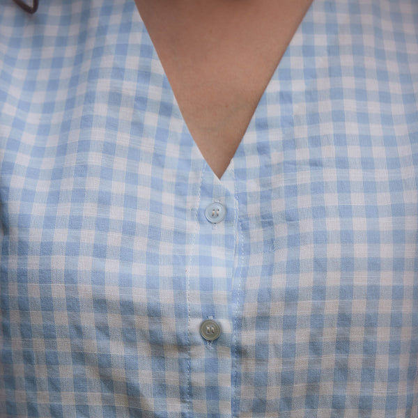 Organic Cotton Top for Women | Gingham Check | Blue