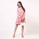 Cotton A-Line Dress for Women | Printed | Pink