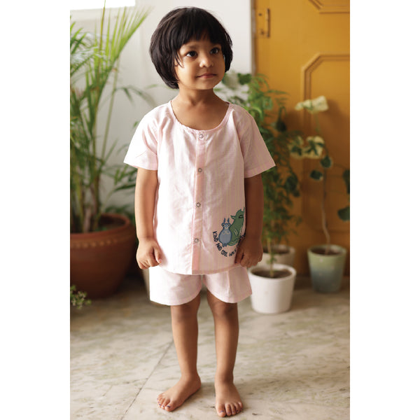 Cotton Jabla and Shorts Set for Kids | Pink
