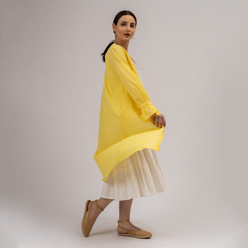 Women Cotton Dobby Overlay | Yellow