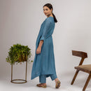 Maheshwari Silk Kurta with Slip | Asymmetric | Blue-Grey Shade