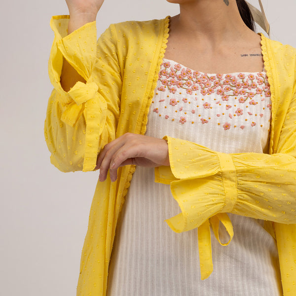 Women Cotton Dobby Overlay | Yellow