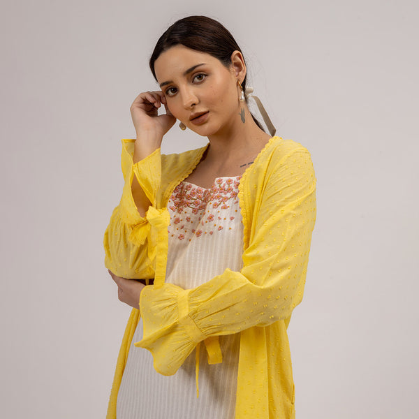 Women Cotton Dobby Overlay | Yellow