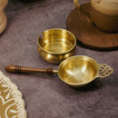 Brass Wide Tea Strainer with Resting Pot | Matte Finish | Gold | 2 Pcs