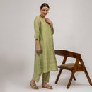 Chanderi Silk Kurta with Slip | Green