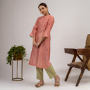 Chanderi Silk Kurta with Slip | Embroidered | Pink