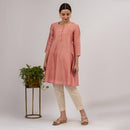 Chanderi Silk Kurta with Slip | Hand Embroidered | Pink