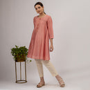 Chanderi Cotton Kurta Set with Slip | Hand Embroidered | Pink