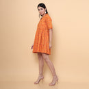 Cotton A-Line Dress for Women | Mustard | Half-Sleeves