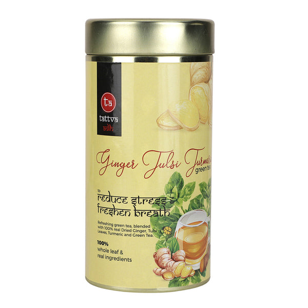 Ginger Tulsi Turmeric Green Tea | Immunity Boosting & Digestion & Sore Throat | 100 g