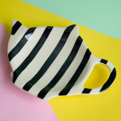 Ceramic Snacks Serving Set | Zebra Stripes | Black | 5 x 4 IN | Set of 4