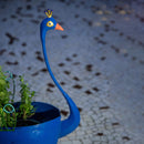 Metal Planter | Peacock Design | Blue | 11 x 7 x 27 IN