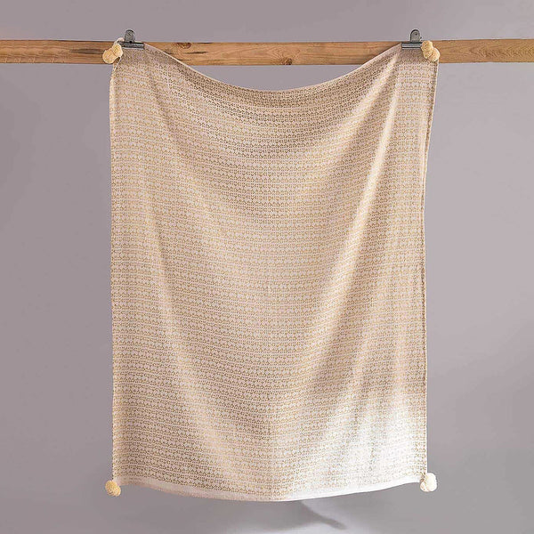 Cotton Sofa Throw Blanket | Woven Design | Gold|50 x 70 IN