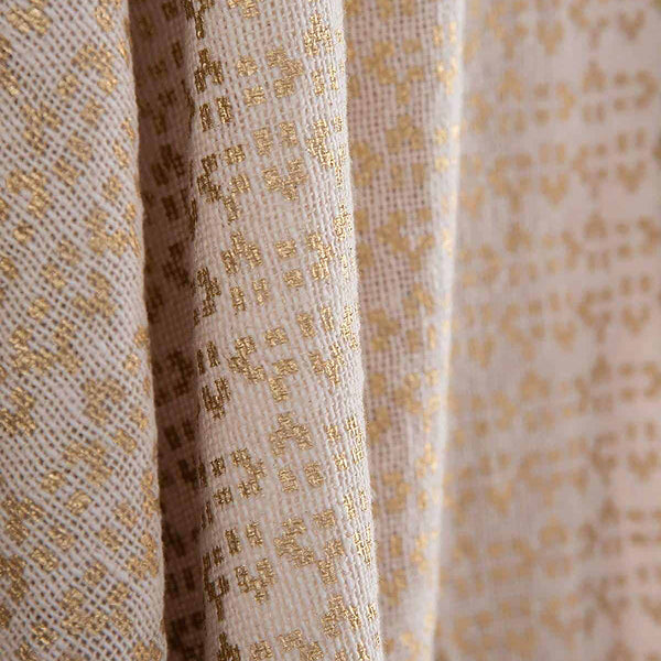 Cotton Sofa Throw Blanket | Woven Design | Gold|50 x 70 IN