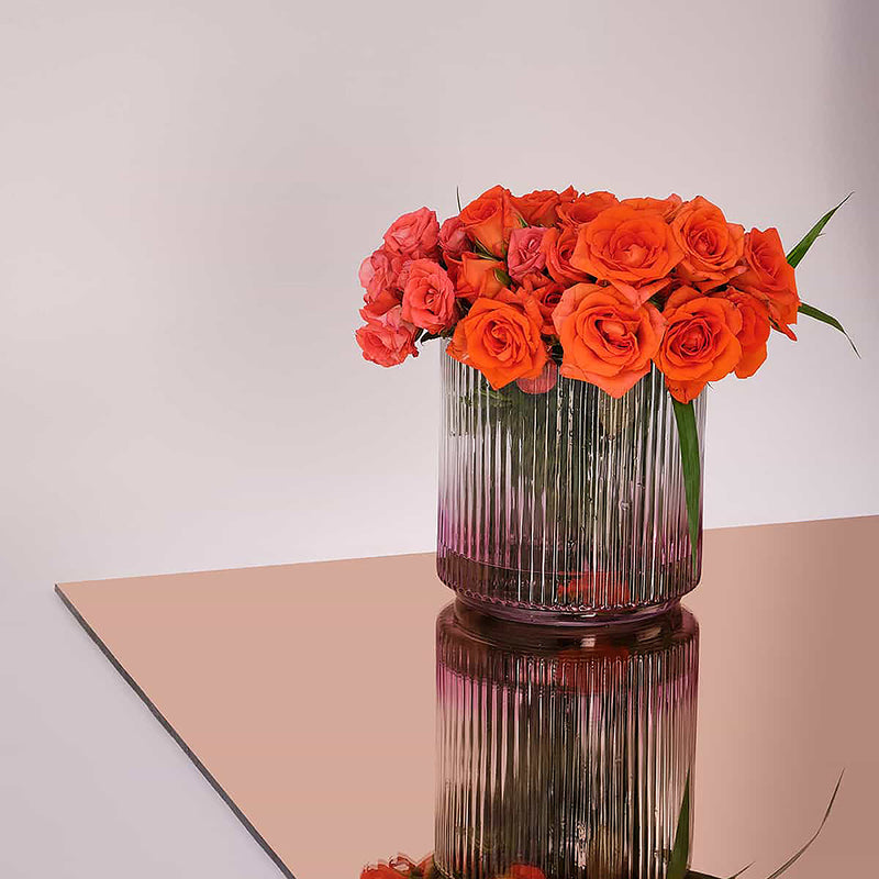 Fluted Glass Vase | Pink And Neutral