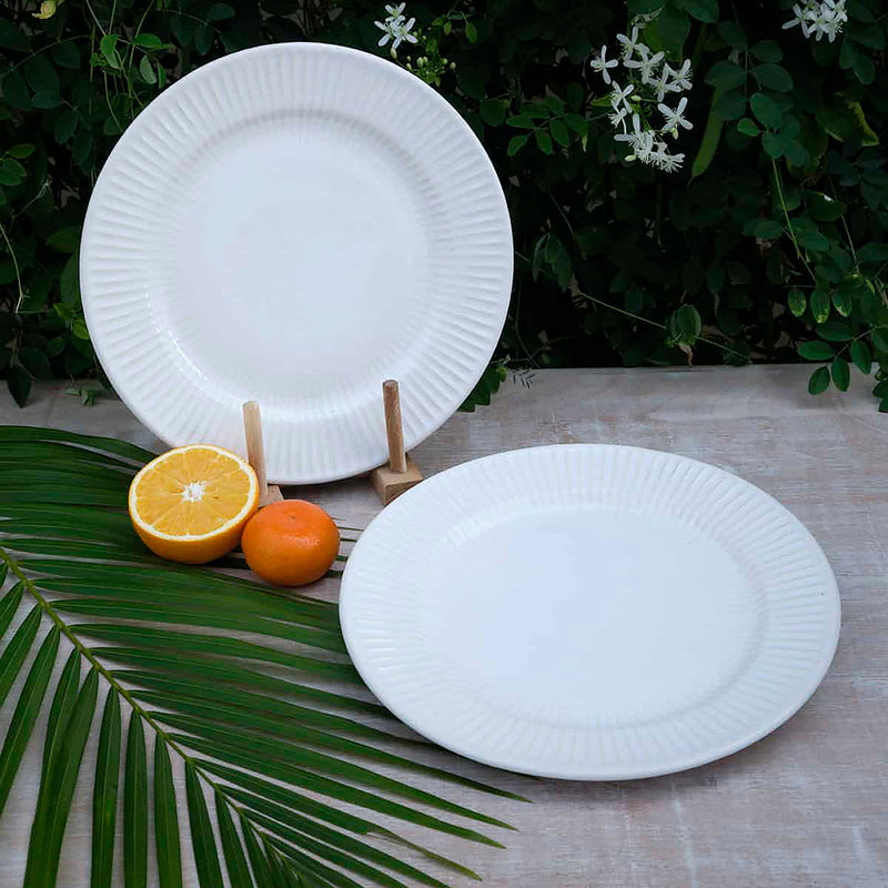 Ceramic Dinner Plates | Round Shape | White | 10.5 x 10.5 x 1 | Set of 2