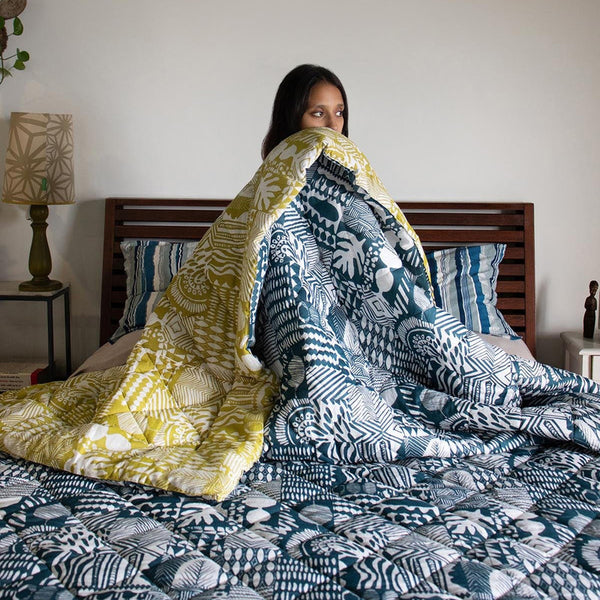 Cotton Quilt | Patchwork | Single | Blue