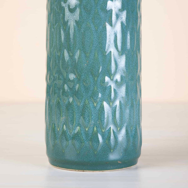 Ceramic Vase | Round Shape | Jade Blue | 4 x 10 IN