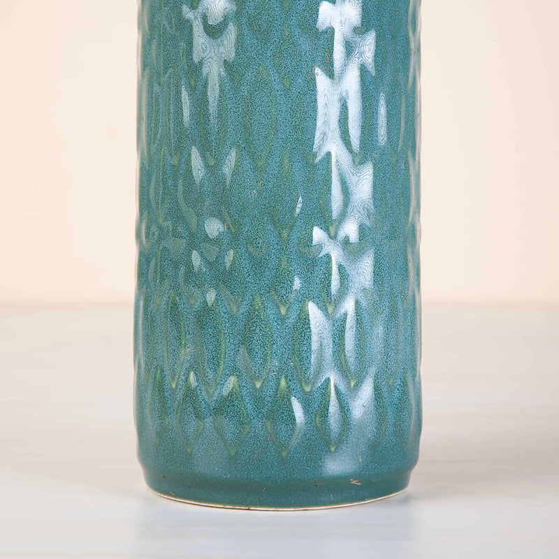 Ceramic Vase | Round Shape | Jade Blue | 4 x 10 IN