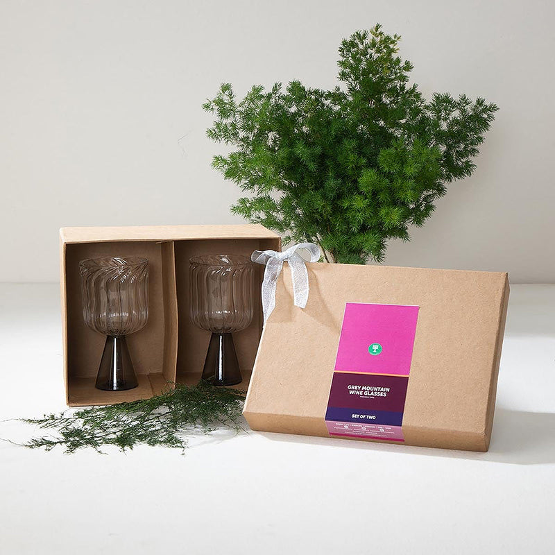 Wine Glasses Set | Grey | 400 ml | Set of 2