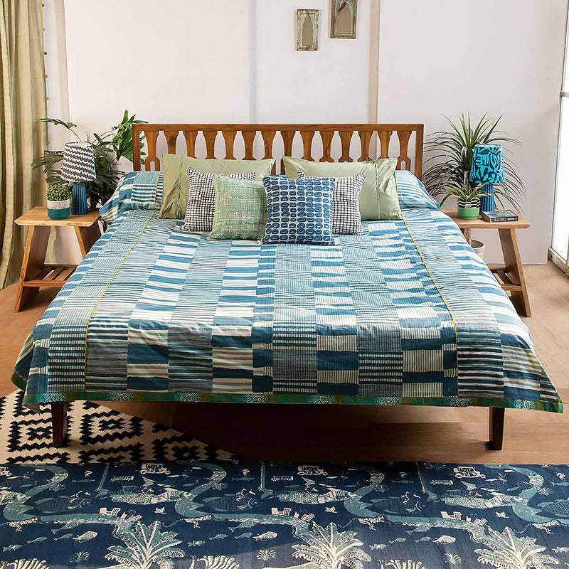 Salaka King Bedcover| Ocean Blue | 108 x 108 In