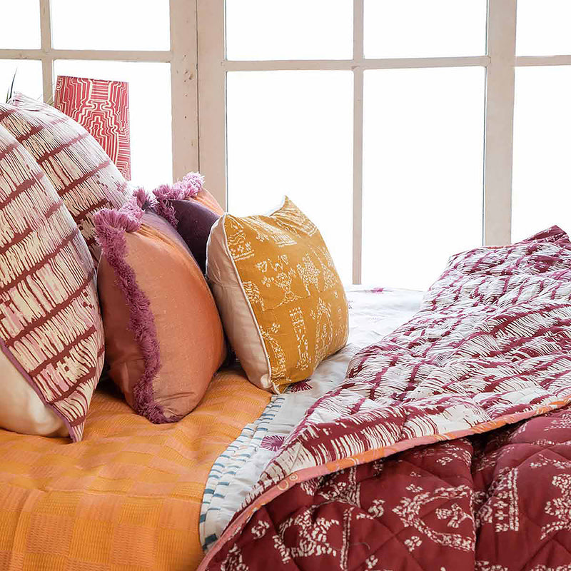 Cotton Double Quilt | Printed | Madder Red|90 x 108 IN