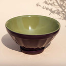 Ceramic Serving Bowl | Round Shape | Olive Green & Purple | 400 ml