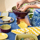 Ceramic Serving Bowl | Round Shape | Olive Green & Purple | 400 ml
