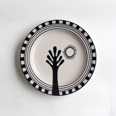 Ceramic Plates | Quarter Size | Round Shape | Black | Dia 7 IN | Set of 2