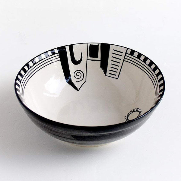 Ceramic Serving Bowl | Round Shape | White & Black | 1200 ml