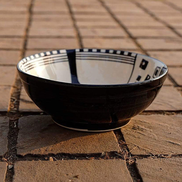 Ceramic Serving Bowl | Round Shape | White & Black | 1200 ml