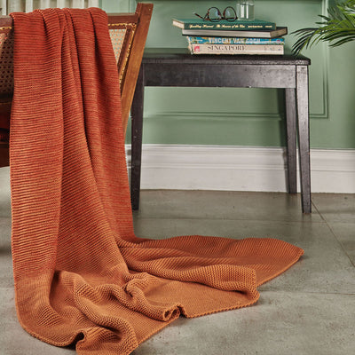 Organic Cotton Sofa Throw Blanket | Orange | 45 x 65 inches