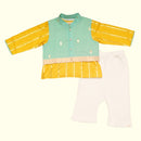 Cotton Kurta Bundi Set For Boy | Yellow & Green