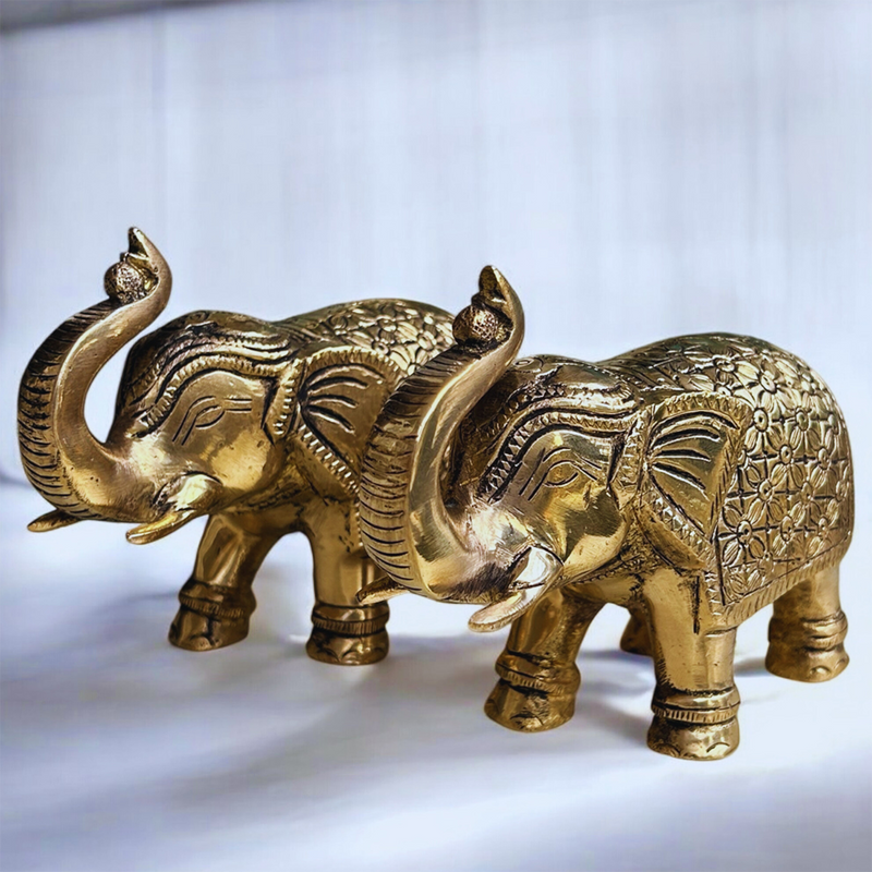 Brass Elephant Idols | Vastu compliant | Set of 2