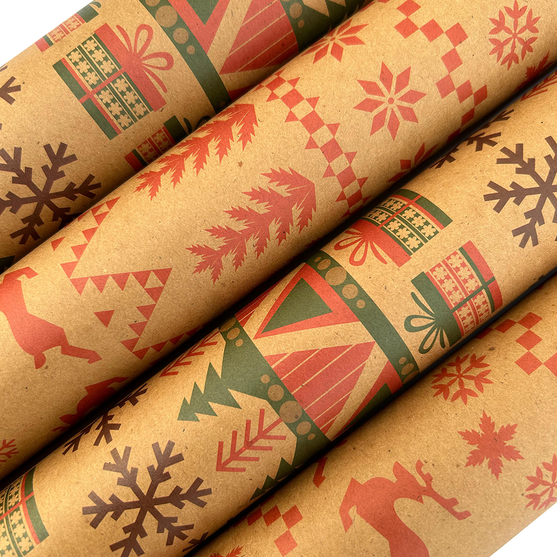 Gifting Wrapping Paper | 100% Recycled Paper | Pack of 8 Sheets