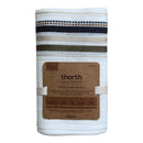 Cotton Bath Towel | Striped Design | White & Green | 71 x 157 cm