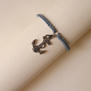 Minimal Crochet Bracelet for Women | Travel Anchor | Grey | Metal & Thread