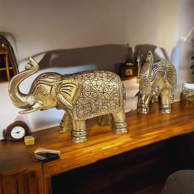 Brass Elephant Idols | Vastu compliant | Set of 2