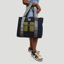 Cotton Tote Bag | Laptop Compartment | Navy & Olive