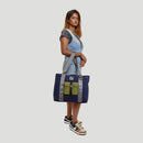 Cotton Tote Bag | Laptop Compartment | Navy & Olive