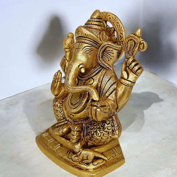 Brass Lord Ganesha Idol for Home | Antique Finish