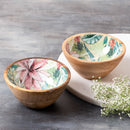 Tropical Wooden Serving Bowl | Set of 2 | Green & Brown