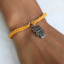 Minimal Crochet Bracelet | Owl | Yellow | Metal & Thread