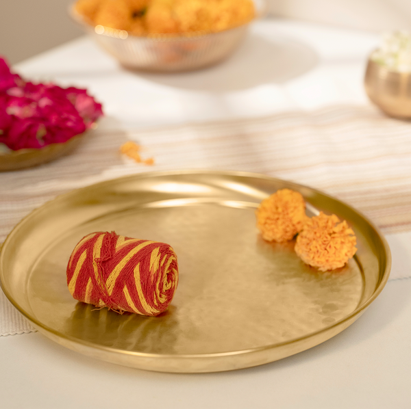 Pooja Thali Set | 7 Pieces | Hammered Design