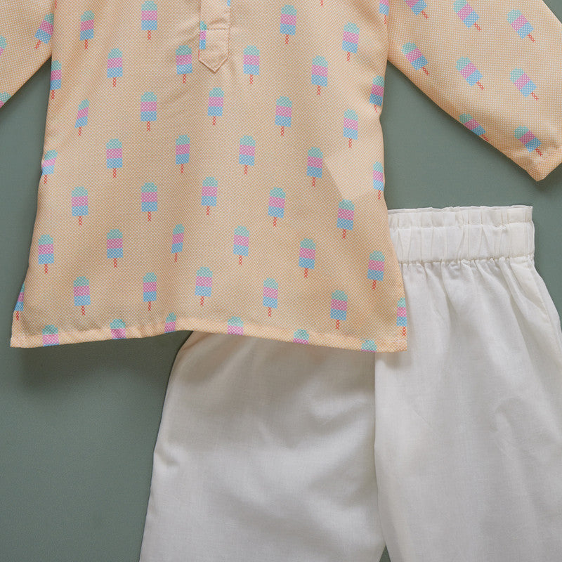 Cotton Pyjama Set For Kids | Printed | Off-White