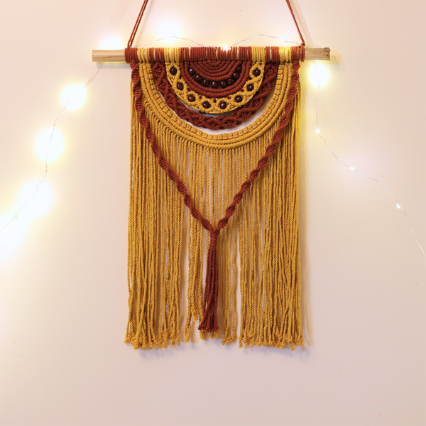 Cotton Macrame Desire Wall Hanging | Yellow & Brown