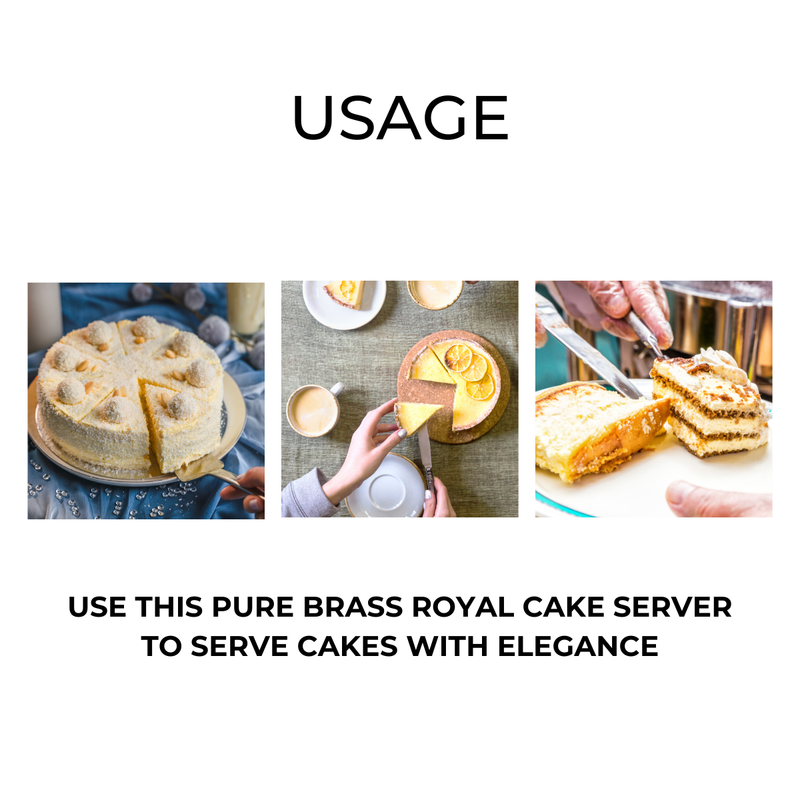 Brass Cake Knife Set with Server | Black & Gold | 30 cm