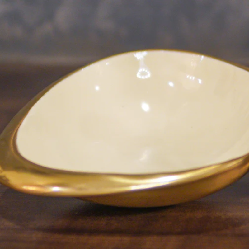 Brass & Marble Snacks Serving Platter | Bowl with Tray | White & Gold | 3 Pcs Set