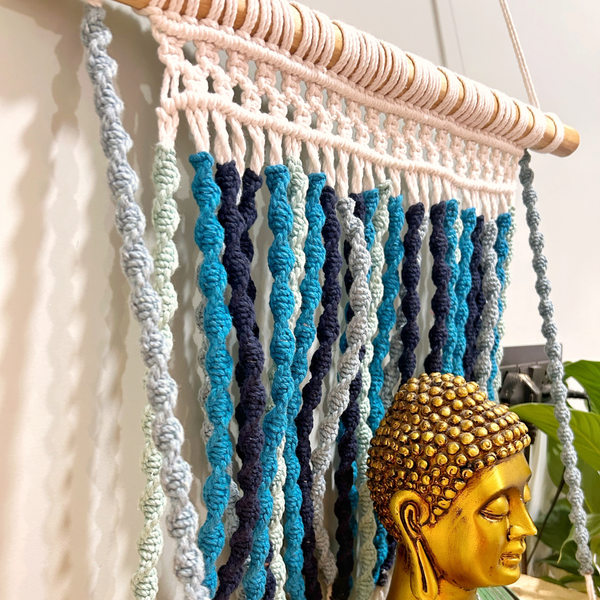 Cotton Macrame Wall Shelf | Blue