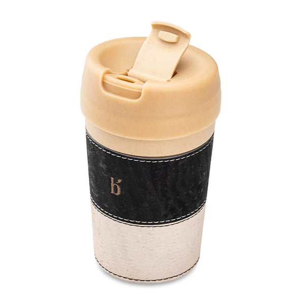 Bamboo Coffee Tumbler & Cork Sleeve | 375 ml | Midnight Black
